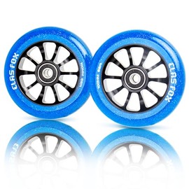 Pro - Ruedas para scooter (100 mm, un par de ruedas con rodamientos ABEC-9, núcleo de metal CNC, 2 unidades), color azul