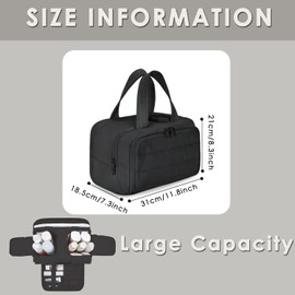 Travel Toiletry Bag, Puff Large Capacity Cosmetic Bag, Lightweight Wide Open Travel Bag for Women, Makeup Toiletry Bag Organizer with Handle for Accessories,Essentials. (Black)