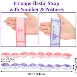 WLLHYF 2 Pcs Yoga Stretching Strap Elastic Strap with Loops for Physical Multi-Loops Adjustable Exercise Bands Therapy Dance Yoga Pilates Gymnastics Flexible Pilates Stretch Band for Women Men