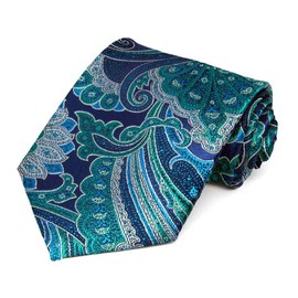 tiemart Regent Morris Neckwear Silk Necktie (Blue Velvet Sergeant Paisley)