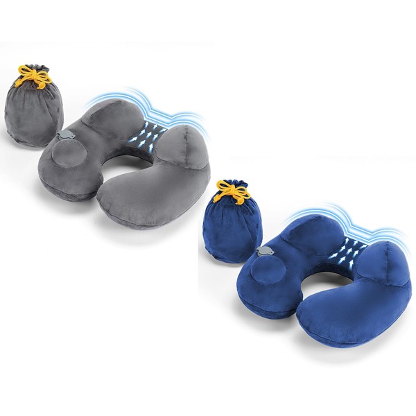ZHCHG 2 Pack Inflatable Travel Pillow for Airplane, Self-Inflatable Travel