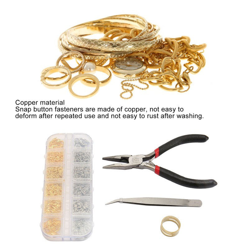 Metal Snaps Buttons with Fastener Pliers Press Tool Kit Copper