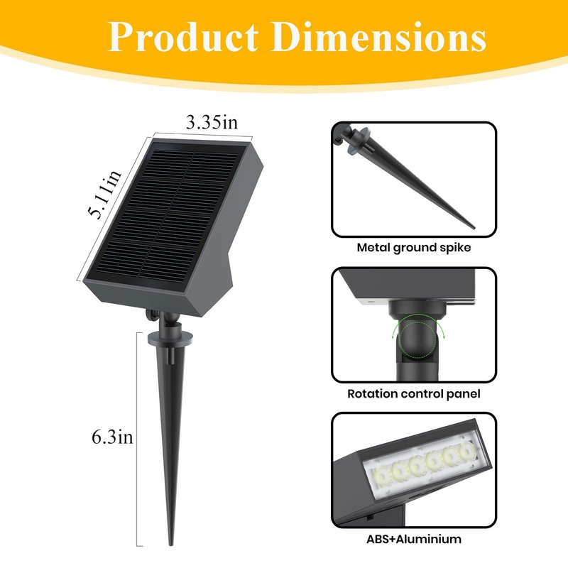 SOTTLOT Solar Landscape Lights Outdoor, 3000K Dimmable Solar Pathway Lights,