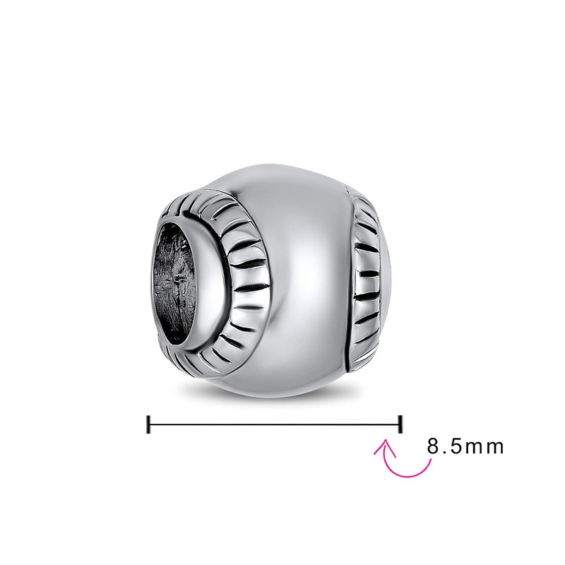 Softball Baseball Charm 925 Sterling Silver Sports Bead