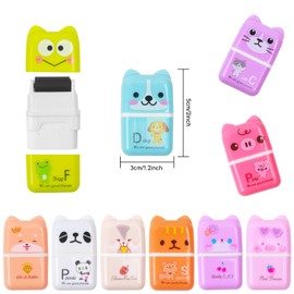 10 Pcs Cute Eraser, Cartoon Animal Themed Roller Eraser, Erasers for Kids, Eraser with Cover and Roller for Kids Office School Supplies