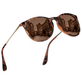 Perkanion Sunglasses Womens Polarised - Designer Sunglasses for Women Round Cat Eye Shades with UV400 Protection for Driving Travel