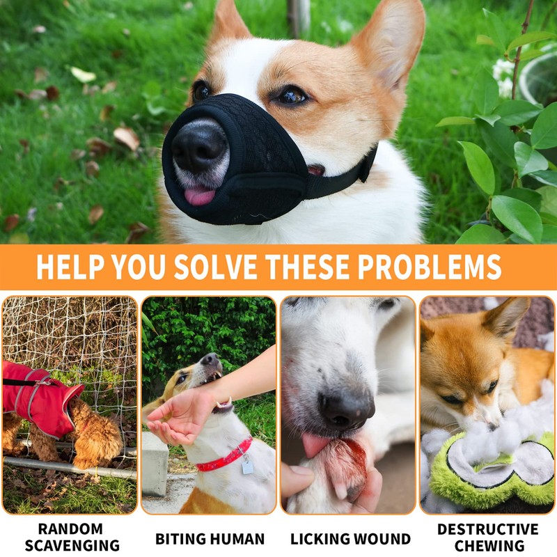Dog Muzzle Soft Mesh Muzzle - Adjustable Breathable Dog Muzzle,