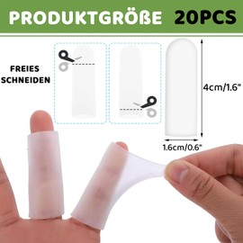 YIFLorine TANG Fingerschutz Silikon,20 Stück Weiße Gel Finger Sleeves,Fingerlinge Wasserdicht Daumenschutz Finger Abdeckung für Triggerfinger Handekzem Fingerarthritis Fingerknacken