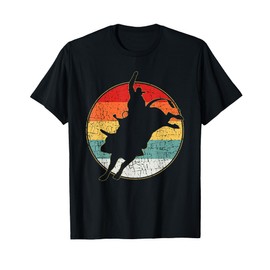 Retro USA Cowboy Wild West Lover Gift For Men Vintage Bucking Bull Riding Rodeo Rider Western Country T-Shirt