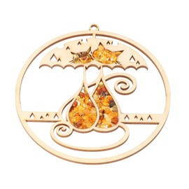 Genuine Baltic Amber Unique Gift Vitrage Mandala Decoration Magnet Amber Magnetic Cat Design