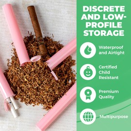 Kopperko 100 Pack 116mm Plastic Pop Top Tube - Child Resistant Smell Proof Containers for Herbs and Spices | UV and Moisture Resistant Medication Container | Airtight & Waterproof Storage | Pink