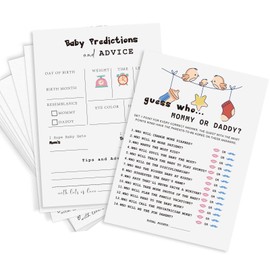 Murrilome Baby Predictions & Advice Cards for New Parents, Mommy or Daddy Guess Who Baby Shower Game - 2 Game 40 PCS Double Sided Cards, Wishes for Mommy & Daddy, Gender Reveal Boy or Girl