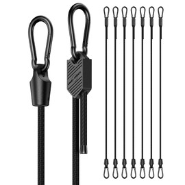 8 Pcs 48 Inch Adjustable Carabiner Bungee Cords with Hooks, Easy to Adjust from 7" to 48", Black Bungee Straps with UV-Resistance & Superior Elasticity for Cargo, Bike, Luggage, Carts, Truck, etc