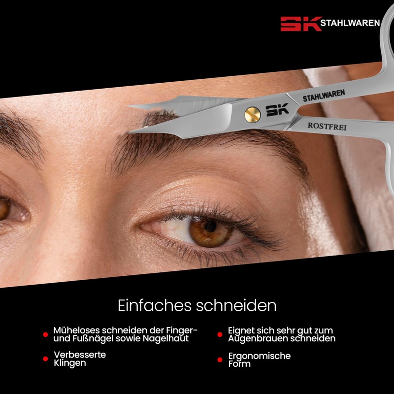 SK STAHLWAREN Premium Combination Scissors for Cutting Nails and Skin