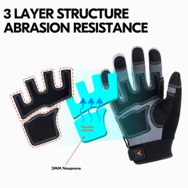 Vgo... Safety Work Gloves Touchscreen,Utility Working Gloves for Gardening Warehouse Build,Light-Medium Duty Mechanic Gloves(Size L, 1 Pair,SL7716)