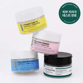 Foodaholic Low-Stimulation Ampoule Toner Pad: Choose 1/Vitamin, Collagen, Hyaluronic Acid, AHA, BHA, PHA / 푸드어홀릭 저자극 앰플 토너패드 택 1비타민.콜라겐.히알루론.아하바하파하
