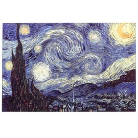 Menesia Tempered Glass Cutting Board for Kitchen, Van Gogh Design Blue Starry, Small Heat Resistant Cutting Boards, Dishwasher Safe Chopping Board(Small 8x12inch)
