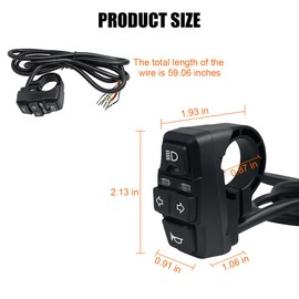 FALVFUN Motorcycle Head Light Turn Switch, 3-in-1 Motorbike Handlebar Headlights Horn Turn Signal Switch, Scooter Light Horn Turning On Off Control Button Set, Fits Motorbike E-Bike E-Scooter