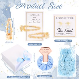 FineCheer 24 Pcs Bridesmaid Proposal Gifts Bridesmaids Pearl Earrings Scrunchies Hair Clips Barrette Bride Women Girls Gift for Wedding Party Favors (Blue)