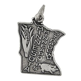 LGU Sterling Silver Minnesota State Map Charm