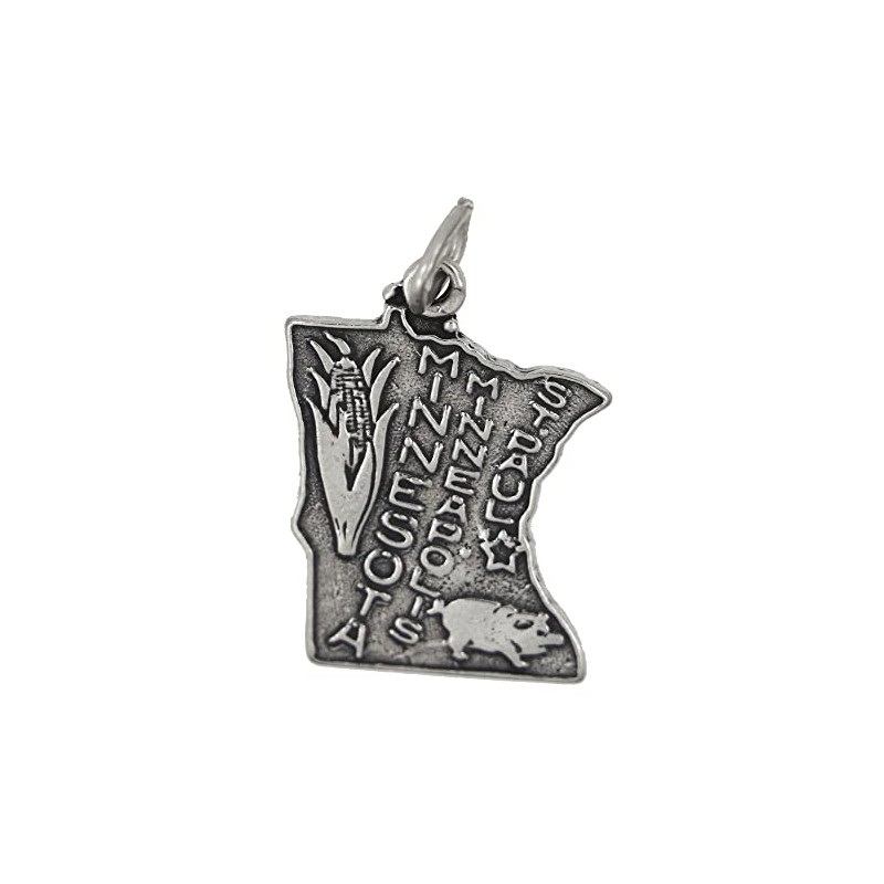 LGU Sterling Silver Minnesota State Map Charm