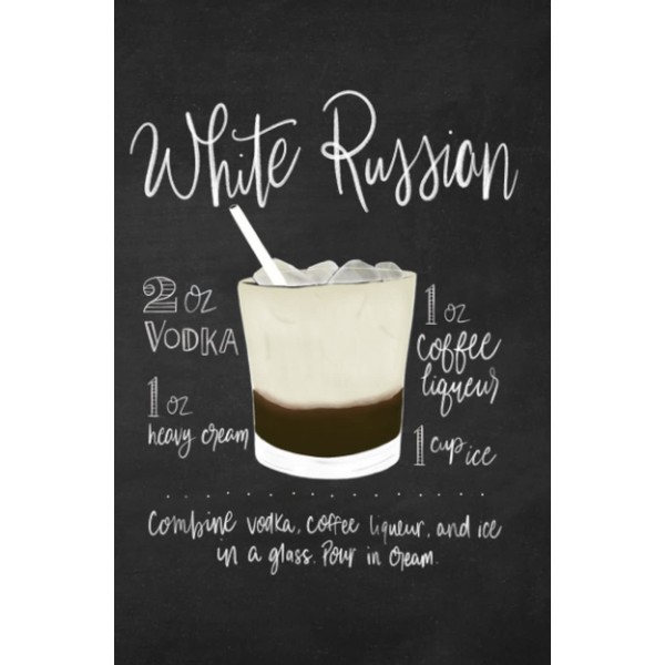 White Russian Chalkboard Recipe Lined Notebook (5.25 x 8 Journal)