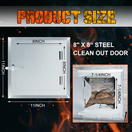 Yaocom 1 Pack 8" x 8" Steel Clean Out Door, Fireplace Chimney Cleanout Door for Indoor Outdoor Wall Chimney (Sliver)
