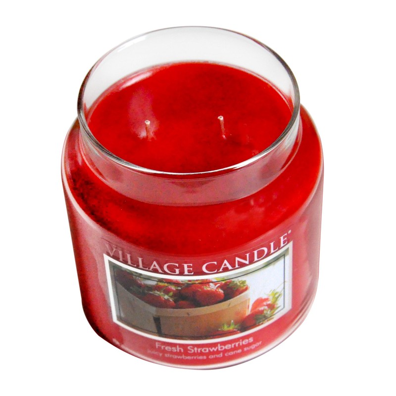 Village Candle Fresh Strawberries Large Glass Apothecary Jar Scented Candle,