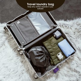 Flightmode Travel Laundry Bag with Drawstring for Clothes, Water Resistant Heavy Duty Travel Dirty Clothes Bag for Laundromat and Household, Foldable Compact Bag for Gym Clothes, Shoes (3 count)