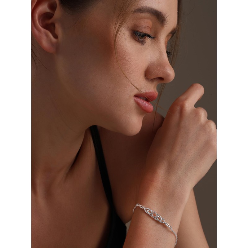 LeCalla 925 Sterling Silver Celtic Bracelets for Women | Trinity