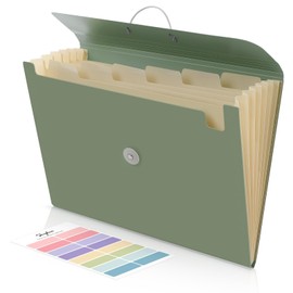 SKYDUE Accordion File Organizer, Expanding File Folder with 7 Pockets, Portable Receipt Paper Bill Document Organizer, Letter/A4 Size Filing Folder School Office Supplies, MossGreen