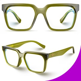 VISOONE Rectangle TR90 Blue Light Blocking Glasses Computer Glasses with Preppy Look for Women and Men Cougar
