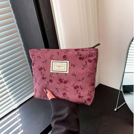 Bolsas de cosméticos para bolso, bolsa de maquillaje floral, rosa roja oscura | Bolsas organizadoras de bolso, Neceser de viaje con cremallera, Bolsa 