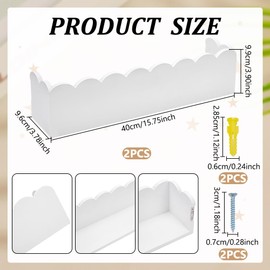 UNICRAFTALE 2Pcs White Scalloped Book Shelf Wooden Nursery Bookshelf Wooden Floating Shelves Display Stands Toys Storage Decor Organizer for Living Room Bedroom Nursey Wall Decor 40x9.6x9.9cm