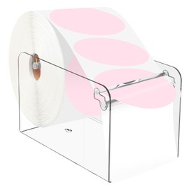 Saypacck Manual Label Dispenser Acrylic Adjustable Label Holder Sticker Dispenser Clear Sticker Roll Dispenser Sticker Holder Organizer Label Stand for Office Home Business Tabletop (10 x 6 x 6 Inch)