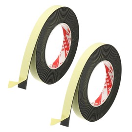 PATIKIL 5/8 Inch x 16.4 Ft Weather Stripping Door Seal Strip, 2 Roll 2mm Thick EVA Self Adhesive Foam Seal Tape for Door Window Insulation, Black