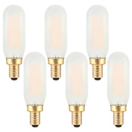 Frosted E12 LED Bulbs 40W Equivalent- 4W Antique Dimmable Candle Base Tubular LED Bulb- 2700K Soft Warm- T6 Vintage Tube Candelabra Lightbulbs for Chandelier, Pandent Lamp, Wall Sconce- 6 Count