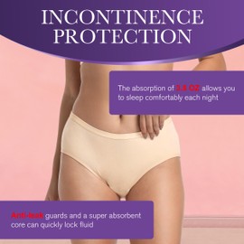 REELINDRY Incontinence Underwear for Women Absorbency 3.5 oz Leak Proof Midway Briefs Odor Control Washable Postpartum 1 Pack (Beige,2XL)