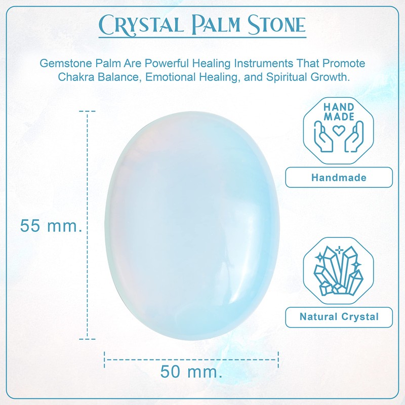 Crocon® Opalite Large Oval Palm Stone Crystal Pocket Worry Stone