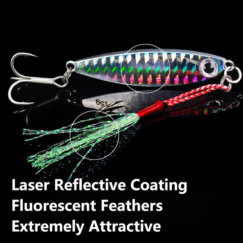 5pcs 30g Colorful Blade Shape Fishing Lures Metal Double Hook