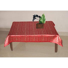 Lushomes Red 3 Selfdesign Jaquard Centre Table Cloth (Size: 36x60 inches), Single pc