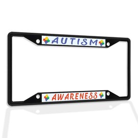Fastasticdeals Metal Insert License Plate Frame Autism Awareness B Weatherproof Car Accessories Black 4 Holes Solid Insert