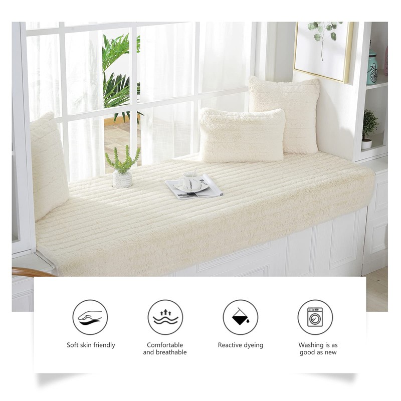 VanderHOME Non-Slip Bay Window Seat Cushion, Plush Window Seat Cushion,