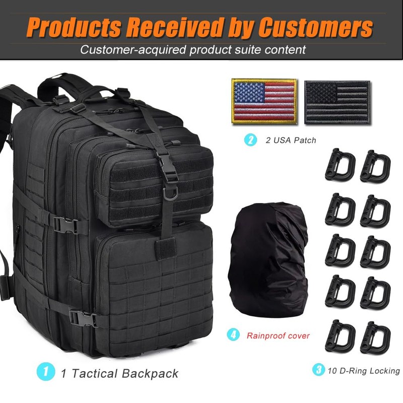 R.SASR 64L Large Tactical Backpack, Military Backpack, Molle Backpack, Tactical