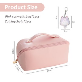 MEMOFYND Cat Pencil Case, 1 Piece, with 1 Cat Pendant, School Supplies, Cartoon, Storage Bag for Stationery, Portable, Pencil Case with Multiple Compartments, Pink, 21*10*8cm, Pencil Case, pink,