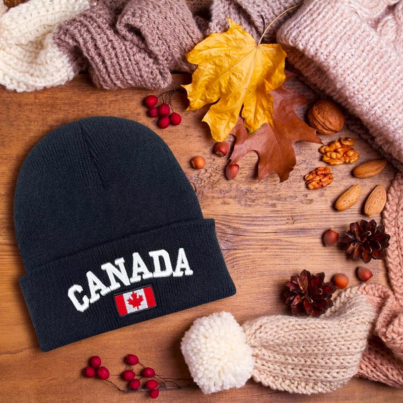 ZUYYON 2 Pcs Canada Maple Leaf Beanie Hats Embroidered Canada