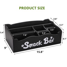 DEAYOU Snack Organizer for Countertop, Wooden Large Snack Storage Bins Basket, 7 Compartment Coffee Bar Station Organizer for Pantry, Cabinet, Kitchen, Movie Room, Office, Party, Chips, Candy, Packet