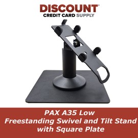 DCCStands Pax A35 Freestanding Swivel and Tilt Low Profile 4'' Terminal Stand with Square Plate, black