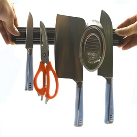 TECHTONGDA 15in Magnetic Knife Scissor Storage Holder Black Storage Kitchen Tool