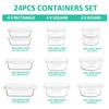 KOMUEE 24 Pieces Glass Food Storage Containers Set,Glass Meal Prep